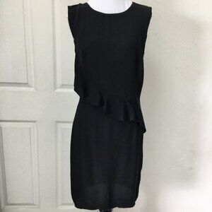 Sandro Black Sheath Dress Sleeveless Size Small Ruffled